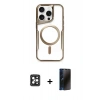 MARSİLYAN™- iPhone 16 Pro Max Kılıf Yadigar Klasik Özel Seri - Siyah 3D Antistatik Hayalet Cam Ekran Koruyucu + PVD Metal Kamera Lens - SH