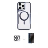 MARSİLYAN™- iPhone 16 Pro Max Kılıf Yadigar Klasik Özel Seri - Siyah 3D Antistatik Hayalet Cam Ekran Koruyucu + Pers Alüminyum Kamera Lens - GI