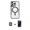 MARSİLYAN™- iPhone 16 Pro Max Kılıf Yadigar Klasik Özel Seri - Siyah 3D Antistatik Hayalet Cam Ekran Koruyucu + PVD Metal Kamera Lens - SH