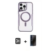 MARSİLYAN™- iPhone 16 Pro Max Kılıf Yadigar Klasik Özel Seri - Siyah 3D Antistatik Hayalet Cam Ekran Koruyucu + PVD Metal Kamera Lens - SH