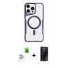MARSİLYAN™- iPhone 16 Pro Max Kılıf Yadigar Klasik Özel Seri - Siyah 3D Antistatik Hayalet Cam Ekran Koruyucu + Raze Metal Kamera Lens - BZ
