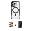 MARSİLYAN™- iPhone 16 Pro Max Kılıf Yadigar Klasik Özel Seri - Siyah 3D Antistatik Hayalet Cam Ekran Koruyucu + Pers Alüminyum Kamera Lens - CLTM