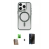 MARSİLYAN™- iPhone 16 Pro Max Kılıf Yadigar Klasik Özel Seri - Siyah 3D Antistatik Hayalet Cam Ekran Koruyucu + Raze Metal Kamera Lens - CLTM