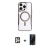 MARSİLYAN™- iPhone 16 Pro Max Kılıf Yadigar Klasik Özel Seri - Siyah 3D Antistatik Hayalet Cam Ekran Koruyucu + PVD Metal Kamera Lens - GS