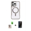 MARSİLYAN™- iPhone 16 Pro Max Kılıf Yadigar Klasik Özel Seri - Siyah 3D Antistatik Hayalet Cam Ekran Koruyucu + Raze Metal Kamera Lens - NLGY