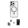 MARSİLYAN™- iPhone 16 Pro Max Kılıf Yadigar Klasik Özel Seri - Siyah 3D Antistatik Hayalet Cam Ekran Koruyucu + Raze Metal Kamera Lens - SH