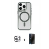 MARSİLYAN™- iPhone 16 Pro Max Kılıf Yadigar Klasik Özel Seri - Siyah 3D Antistatik Hayalet Cam Ekran Koruyucu + Pers Alüminyum Kamera Lens - GI