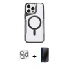 MARSİLYAN™- iPhone 16 Pro Max Kılıf Yadigar Klasik Özel Seri - Siyah 3D Antistatik Hayalet Cam Ekran Koruyucu + Pers Alüminyum Kamera Lens - GS
