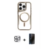 MARSİLYAN™- iPhone 16 Pro Max Kılıf Yadigar Klasik Özel Seri - Siyah 3D Antistatik Hayalet Cam Ekran Koruyucu + Pers Alüminyum Kamera Lens - GI