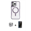 MARSİLYAN™- iPhone 16 Pro Max Kılıf Yadigar Klasik Özel Seri - Siyah 3D Antistatik Hayalet Cam Ekran Koruyucu + Pers Alüminyum Kamera Lens - GI