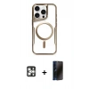 MARSİLYAN™- iPhone 16 Pro Max Kılıf Yadigar Klasik Özel Seri - Siyah 3D Antistatik Hayalet Cam Ekran Koruyucu + PVD Metal Kamera Lens - GS