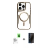 MARSİLYAN™- iPhone 16 Pro Max Kılıf Yadigar Klasik Özel Seri - Siyah 3D Antistatik Hayalet Cam Ekran Koruyucu + Raze Metal Kamera Lens - BZ