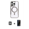 MARSİLYAN™- iPhone 16 Pro Max Kılıf Yadigar Klasik Özel Seri - Siyah 3D Antistatik Hayalet Cam Ekran Koruyucu + PVD Metal Kamera Lens - SH