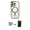 MARSİLYAN™- iPhone 16 Pro Max Kılıf Yadigar Klasik Özel Seri - Siyah 3D Antistatik Hayalet Cam Ekran Koruyucu + Pers Alüminyum Kamera Lens - GI