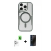 MARSİLYAN™- iPhone 16 Pro Max Kılıf Yadigar Klasik Özel Seri - Siyah 3D Antistatik Hayalet Cam Ekran Koruyucu + Raze Metal Kamera Lens - BZ