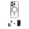 MARSİLYAN™- iPhone 16 Pro Max Kılıf Yadigar Klasik Özel Seri - Siyah 3D Antistatik Hayalet Cam Ekran Koruyucu + Raze Metal Kamera Lens - SH