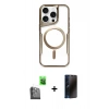 MARSİLYAN™- iPhone 16 Pro Max Kılıf Yadigar Klasik Özel Seri - Siyah 3D Antistatik Hayalet Cam Ekran Koruyucu + Raze Metal Kamera Lens - SH