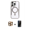 MARSİLYAN™- iPhone 16 Pro Max Kılıf Yadigar Klasik Özel Seri - Siyah 3D Antistatik Hayalet Cam Ekran Koruyucu + Pers Alüminyum Kamera Lens - CLTM