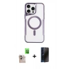 MARSİLYAN™- iPhone 16 Pro Max Kılıf Yadigar Klasik Özel Seri - Siyah 3D Antistatik Hayalet Cam Ekran Koruyucu + Raze Metal Kamera Lens - NLGY