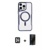 MARSİLYAN™- iPhone 16 Pro Max Kılıf Yadigar Klasik Özel Seri - Siyah 3D Antistatik Hayalet Cam Ekran Koruyucu + PVD Metal Kamera Lens - SH