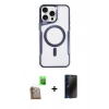 MARSİLYAN™- iPhone 16 Pro Max Kılıf Yadigar Klasik Özel Seri - Siyah 3D Antistatik Hayalet Cam Ekran Koruyucu + Raze Metal Kamera Lens - CLTM