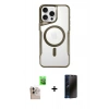 MARSİLYAN™- iPhone 16 Pro Max Kılıf Yadigar Klasik Özel Seri - Siyah 3D Antistatik Hayalet Cam Ekran Koruyucu + Raze Metal Kamera Lens - NLGY