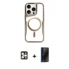MARSİLYAN™- iPhone 16 Pro Max Kılıf Yadigar Klasik Özel Seri - Siyah 3D Antistatik Hayalet Cam Ekran Koruyucu + PVD Metal Kamera Lens - GD