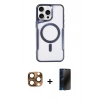 MARSİLYAN™- iPhone 16 Pro Max Kılıf Yadigar Klasik Özel Seri - Siyah 3D Antistatik Hayalet Cam Ekran Koruyucu + Pers Alüminyum Kamera Lens - CLTM