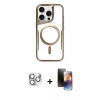 MARSİLYAN™- iPhone 16 Pro Max Kılıf Yadigar Klasik Özel Seri - Siyah 3D Antistatik Mat Seramik Nano Ekran Koruyucu + Gümüş Pers Alüminyum Kamera Lens