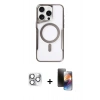 MARSİLYAN™- iPhone 16 Pro Max Kılıf Yadigar Klasik Özel Seri - Siyah 3D Antistatik Mat Seramik Nano Ekran Koruyucu + Gümüş Pers Alüminyum Kamera Lens