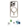 MARSİLYAN™- iPhone 16 Pro Max Kılıf Yadigar Klasik Özel Seri - Siyah 3D Antistatik Seramik Nano Ekran Koruyucu + Beyaz Raze Metal Kamera Lens