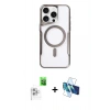 MARSİLYAN™- iPhone 16 Pro Max Kılıf Yadigar Klasik Özel Seri - Siyah 3D Antistatik Seramik Nano Ekran Koruyucu + Beyaz Raze Metal Kamera Lens