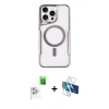 MARSİLYAN™- iPhone 16 Pro Max Kılıf Yadigar Klasik Özel Seri - Siyah 3D Antistatik Seramik Nano Ekran Koruyucu + Beyaz Raze Metal Kamera Lens