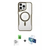 MARSİLYAN™- iPhone 16 Pro Max Kılıf Yadigar Klasik Özel Seri - Siyah 3D Antistatik Seramik Nano Ekran Koruyucu + Beyaz Raze Metal Kamera Lens