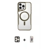 MARSİLYAN™- iPhone 16 Pro Max Kılıf Yadigar Klasik Özel Seri - Siyah Bilvis 3D Cam Ekran Koruyucu + PVD Metal Kamera Lens - GD