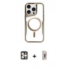 MARSİLYAN™- iPhone 16 Pro Max Kılıf Yadigar Klasik Özel Seri - Siyah Bilvis 3D Cam Ekran Koruyucu + PVD Metal Kamera Lens - GD