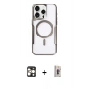 MARSİLYAN™- iPhone 16 Pro Max Kılıf Yadigar Klasik Özel Seri - Siyah Bilvis 3D Cam Ekran Koruyucu + PVD Metal Kamera Lens - GD