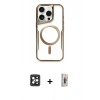 MARSİLYAN™- iPhone 16 Pro Max Kılıf Yadigar Klasik Özel Seri - Siyah Bilvis 3D Cam Ekran Koruyucu + PVD Metal Kamera Lens - SH