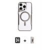 MARSİLYAN™- iPhone 16 Pro Max Kılıf Yadigar Klasik Özel Seri - Siyah Bilvis 3D Cam Ekran Koruyucu + PVD Metal Kamera Lens - SH