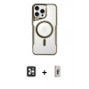 MARSİLYAN™- iPhone 16 Pro Max Kılıf Yadigar Klasik Özel Seri - Siyah Bilvis 3D Cam Ekran Koruyucu + PVD Metal Kamera Lens - SH