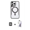 MARSİLYAN™- iPhone 16 Pro Max Kılıf Yadigar Klasik Özel Seri - Siyah Bilvis 3X AR Hayalet Cam Ekran Koruyucu + PVD Metal Kamera Lens - SH