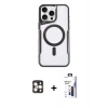 MARSİLYAN™- iPhone 16 Pro Max Kılıf Yadigar Klasik Özel Seri - Siyah Bilvis 3X AR Hayalet Cam Ekran Koruyucu + PVD Metal Kamera Lens - GD