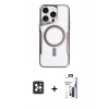 MARSİLYAN™- iPhone 16 Pro Max Kılıf Yadigar Klasik Özel Seri - Siyah Bilvis 3X AR Hayalet Cam Ekran Koruyucu + PVD Metal Kamera Lens - SH