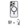 MARSİLYAN™- iPhone 16 Pro Max Kılıf Yadigar Klasik Özel Seri - Siyah Bilvis 3X AR Hayalet Cam Ekran Koruyucu + Pers Alüminyum Kamera Lens - GI