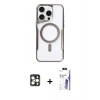 MARSİLYAN™- iPhone 16 Pro Max Kılıf Yadigar Klasik Özel Seri - Siyah Bilvis 3X AR HD Cam Ekran Koruyucu + PVD Metal Kamera Lens - GD