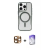 MARSİLYAN™- iPhone 16 Pro Max Kılıf Yadigar Klasik Özel Seri - Siyah Bilvis 5in1 3D Magic Cam Ekran Koruyucu + Pers Alüminyum Kamera Lens - CLTM