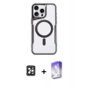 MARSİLYAN™- iPhone 16 Pro Max Kılıf Yadigar Klasik Özel Seri - Siyah Bilvis 5in1 3D Magic Cam Ekran Koruyucu + PVD Metal Kamera Lens - SH