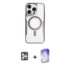 MARSİLYAN™- iPhone 16 Pro Max Kılıf Yadigar Klasik Özel Seri - Siyah Bilvis 5in1 3D Magic Cam Ekran Koruyucu + PVD Metal Kamera Lens - GS