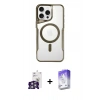 MARSİLYAN™- iPhone 16 Pro Max Kılıf Yadigar Klasik Özel Seri - Siyah Bilvis 5in1 3D Magic Cam Ekran Koruyucu + Gümüş Bilvis Titan Kamera Lens