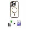 MARSİLYAN™- iPhone 16 Pro Max Kılıf Yadigar Klasik Özel Seri - Siyah Bilvis 5in1 5D Magic Hayalet Cam Ekran Koruyucu + Raze Metal Kamera Lens - SH